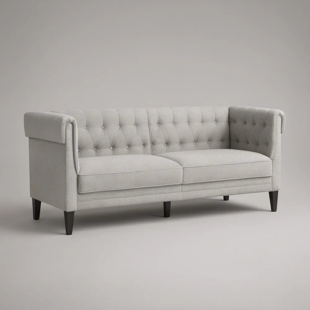 Sofá de 2 Lugares 180 x 86 x 85 cm em Poliéster Cinzento-Claro com Pés Pretos