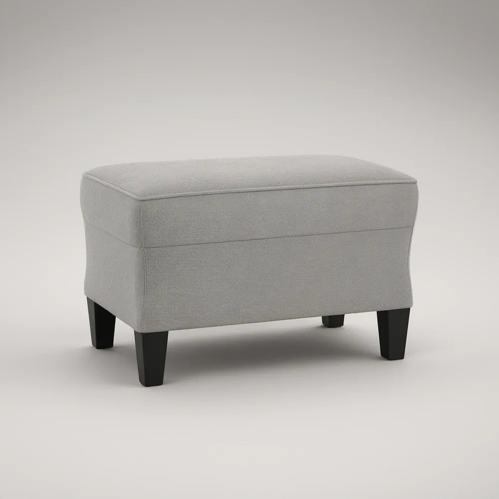 Banco Estofado Retangular Cinzento com Pés Pretos 80 x 50 x 45 cm