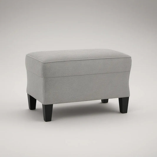 Banco Estofado Retangular Cinzento com Pés Pretos 80 x 50 x 45 cm