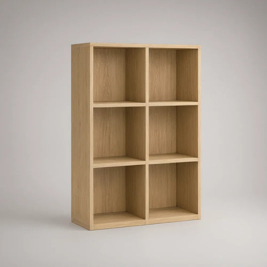 Estante em Carvalho Natural com 6 Nichos, 80 x 30 x 120 cm