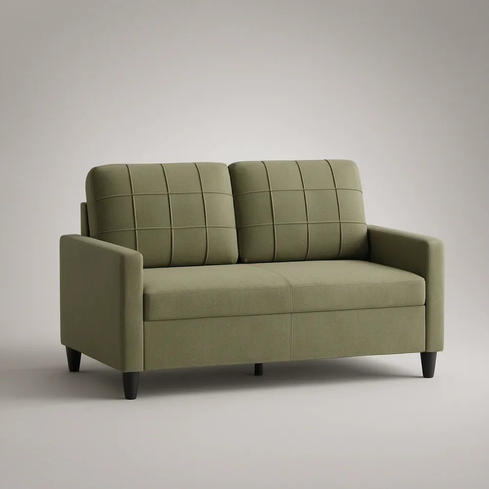 Sofá de 2 Lugares em Microfibra Verde-Oliva com Pés Pretos 150 x 82 x 86 cm