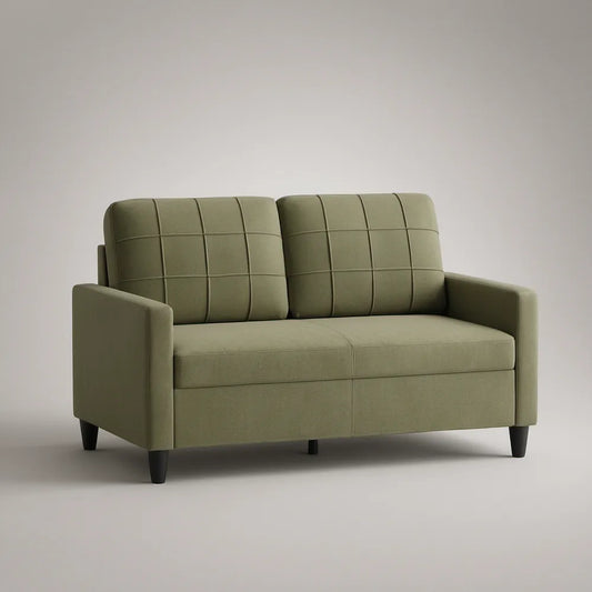 Sofá de 2 Lugares em Microfibra Verde-Oliva com Pés Pretos 150 x 82 x 86 cm