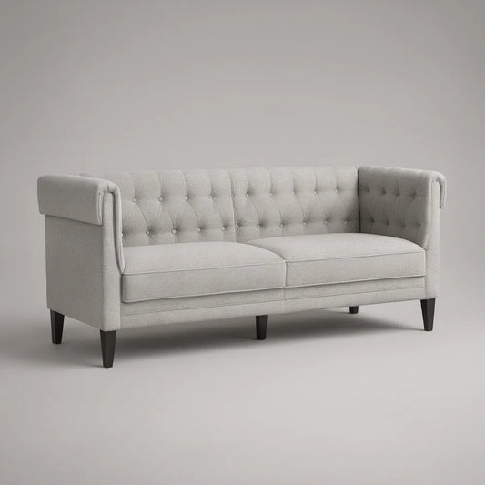 Sofá de 2 Lugares 180 x 86 x 85 cm em Poliéster Cinzento-Claro com Pés Pretos