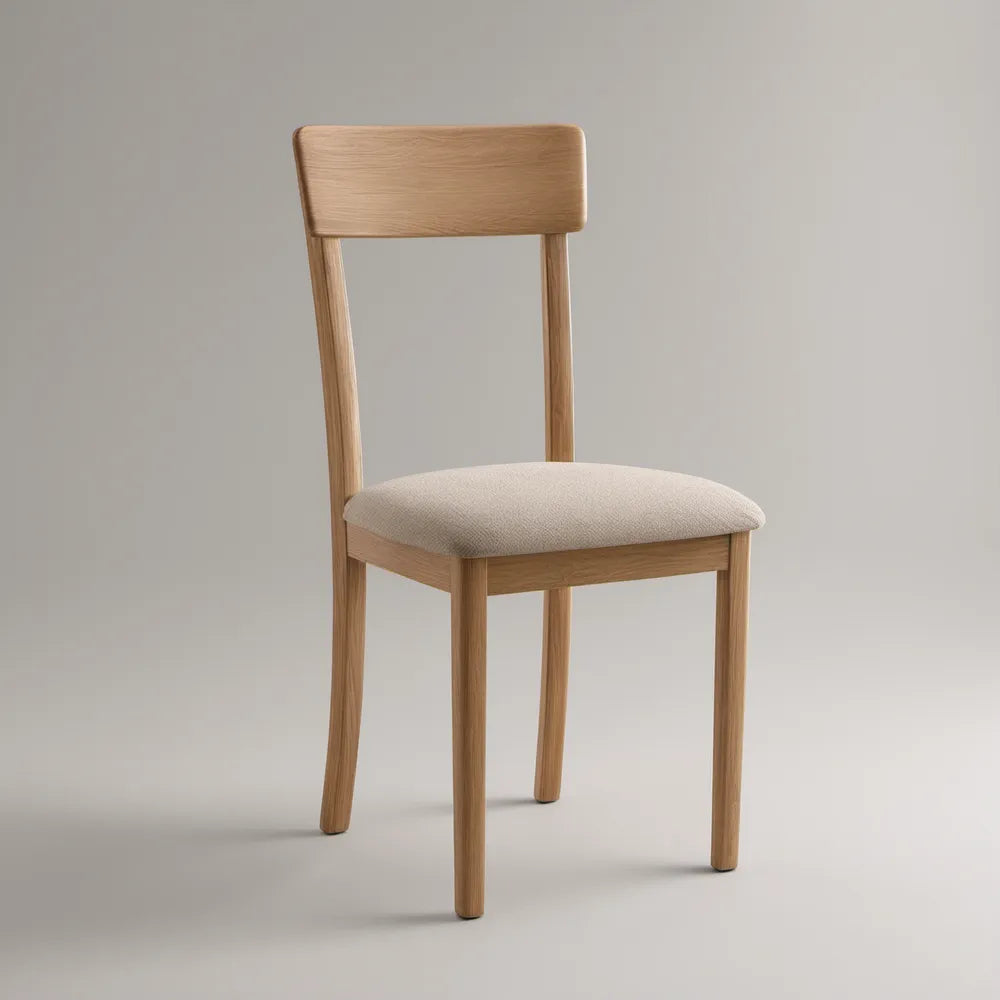 Cadeira de Jantar em Carvalho Maciço com Assento Estofado Bege 45 x 52 x 78 cm