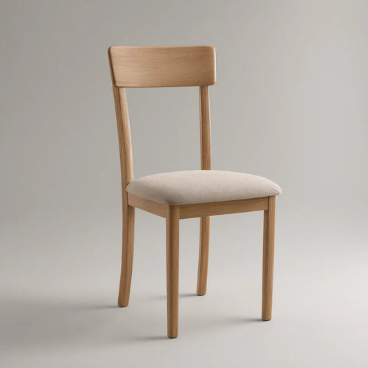 Cadeira de Jantar em Carvalho Maciço com Assento Estofado Bege 45 x 52 x 78 cm